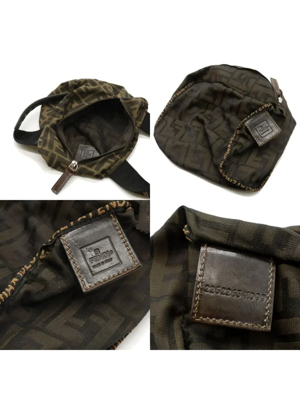 Fendi Zucca Handbag Pouch Inventory Nylon Khaki